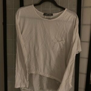 White Long Sleeve Pocket Top